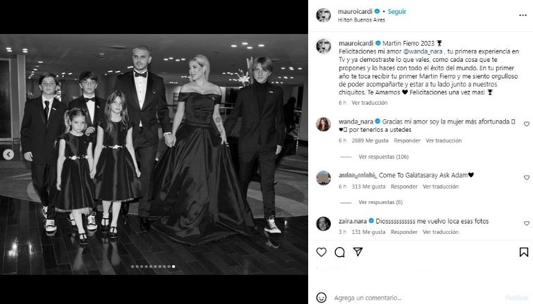 La romántica felicitación de Mauro Icardi a Wanda Nara por recibir su primer Martín Fierro: «Ya demostraste…»